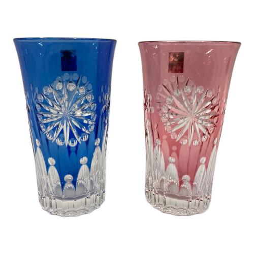 江戸切子 (エドキリコ) ビールグラス 花火 TPS587-2652-AB 2Pセット