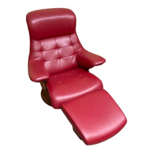 karimoku (カリモク) リクライニングチェアー レッド TH FIRST  RU72/RU01  31 オットマン付き レザー