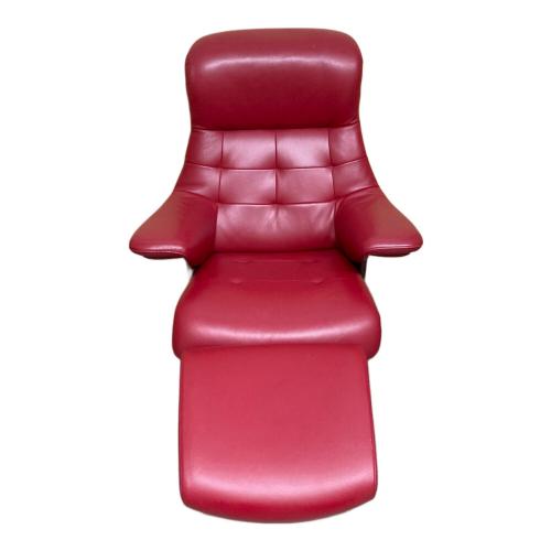 karimoku (カリモク) リクライニングチェアー レッド TH FIRST  RU72/RU01  31 オットマン付き レザー