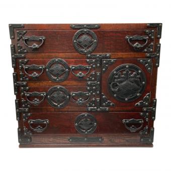 岩谷堂 タンス ブラウン 桜木作 鍵付き【小】 150 4段