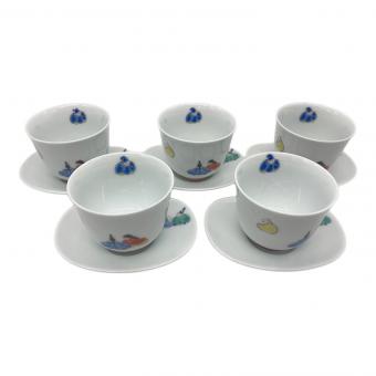 深川製磁 (フカガワセイジ) 湯呑み揃え 六歌仙 茶托付戦茶碗揃え 5Pセット