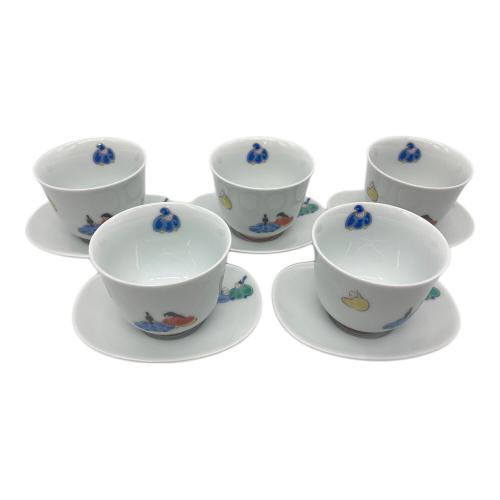 深川製磁 (フカガワセイジ) 湯呑み揃え 六歌仙 茶托付戦茶碗揃え 5Pセット