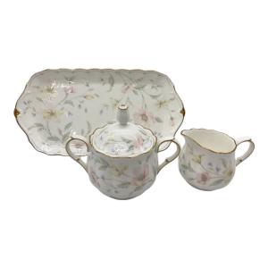 NARUMI BONE CHINA プレート＆シュガーポット＆ミルクピッチャー パステルガーデン 3Pセット