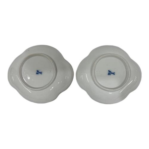 Meissen (マイセン) カップ&ソーサー ルリ地金彩絵パネルスカロップシェイプ 2Pセット