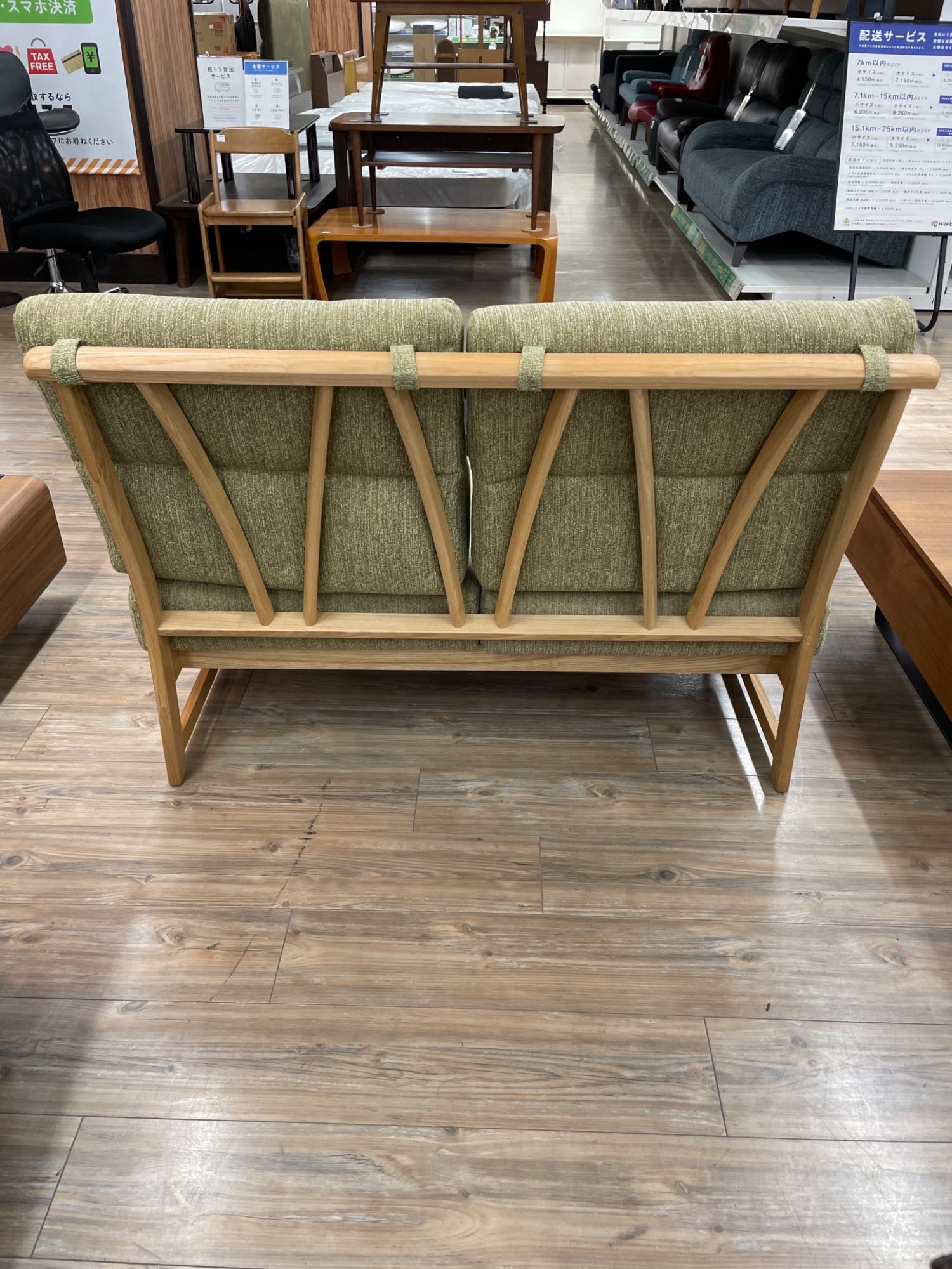 イバタインテリア 2人掛けソファー 39 ライトグレー×ナチュラル