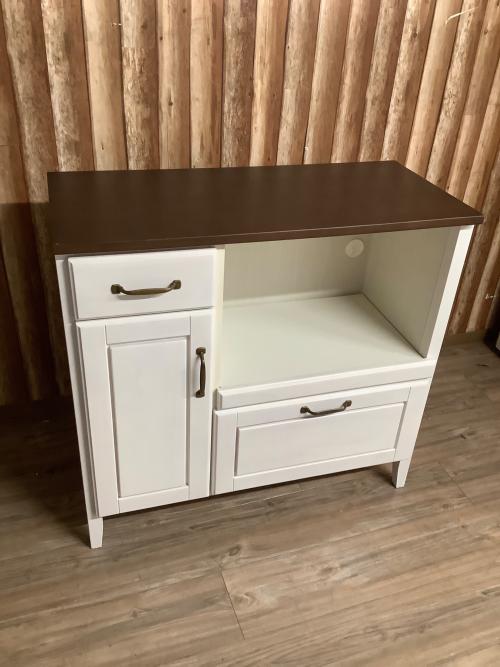 ニトリ キッチンカウンター ダークブラウン×ホワイト 280 引き出し付 コルテ