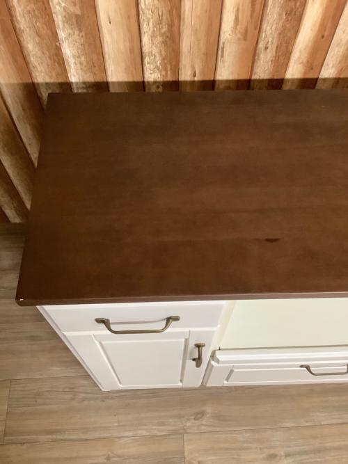 ニトリ キッチンカウンター ダークブラウン×ホワイト 280 引き出し付 コルテ