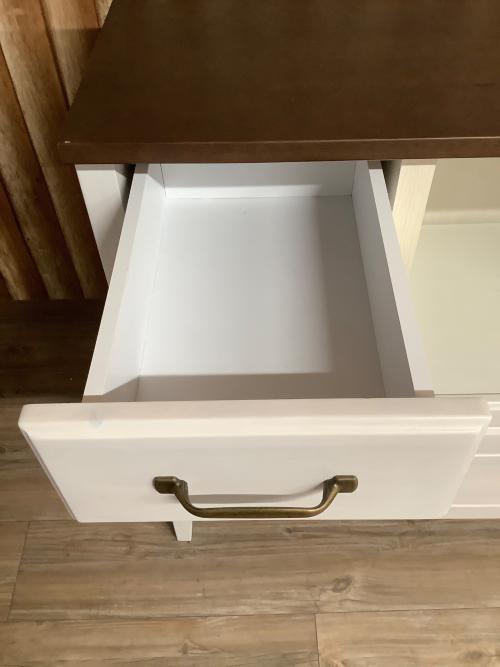 ニトリ キッチンカウンター ダークブラウン×ホワイト 280 引き出し付 コルテ