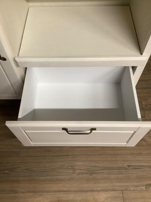 ニトリ キッチンカウンター ダークブラウン×ホワイト 280 引き出し付 コルテ