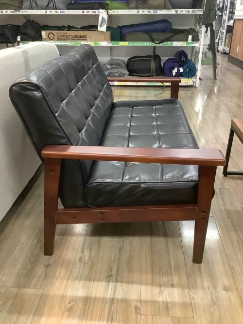 2人掛けソファー ブラック×ブラウン 全体キズ多数 合皮