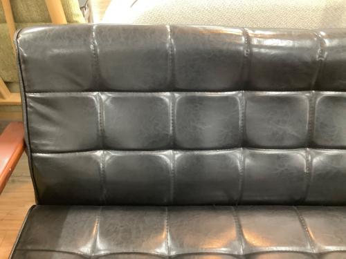 2人掛けソファー ブラック×ブラウン 全体キズ多数 合皮