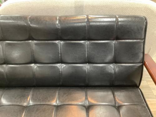 2人掛けソファー ブラック×ブラウン 全体キズ多数 合皮