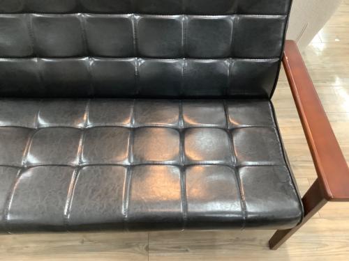 2人掛けソファー ブラック×ブラウン 全体キズ多数 合皮