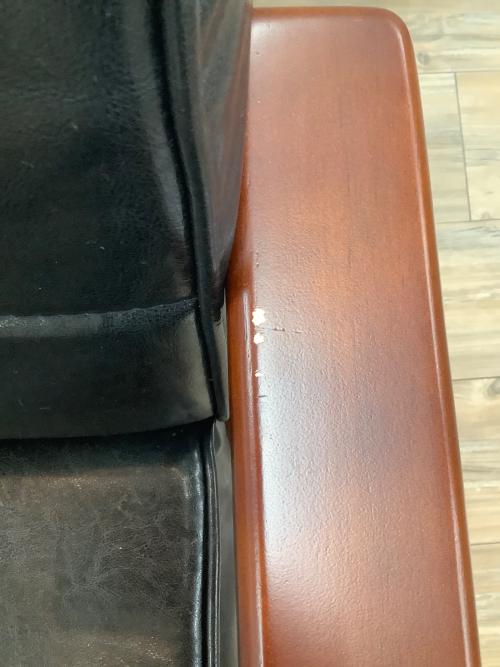 2人掛けソファー ブラック×ブラウン 全体キズ多数 合皮