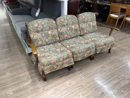 飛騨産業 (ヒダサンギョウ) 3人掛けソファー ブラウン×マルチカラー