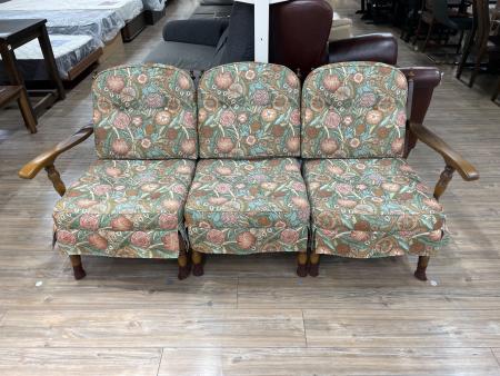 飛騨産業 (ヒダサンギョウ) 3人掛けソファー ブラウン×マルチカラー