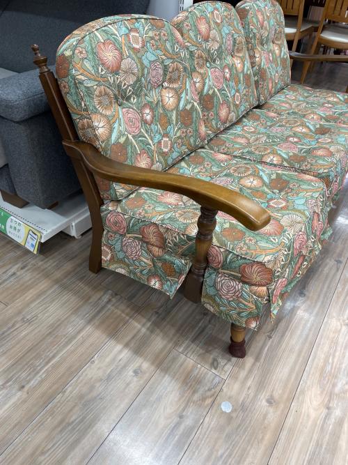 飛騨産業 (ヒダサンギョウ) 3人掛けソファー ブラウン×マルチカラー