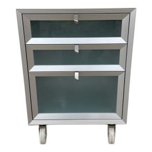 driade (ドリアデ) チェストワゴン PANDRA  43.2×59.2×39.8cm(幅×高さ×奥行) シルバー