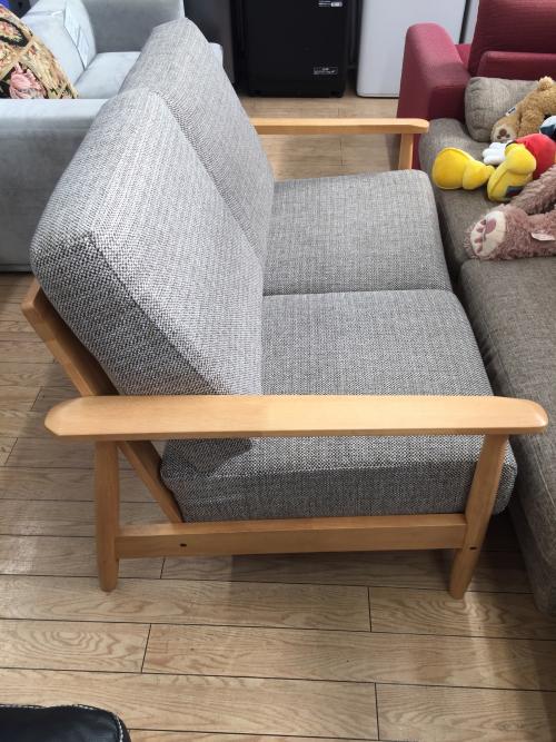 ニトリ 2人掛けソファー ナチュラル×グレー マイス