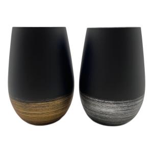 山田平安堂 (ヤマダヘイアンドウ) ペアグラス ふくらグラス黒金龍黒銀龍 2Pセット