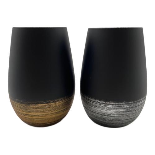 山田平安堂 (ヤマダヘイアンドウ) ペアグラス ふくらグラス黒金龍黒銀龍 2Pセット