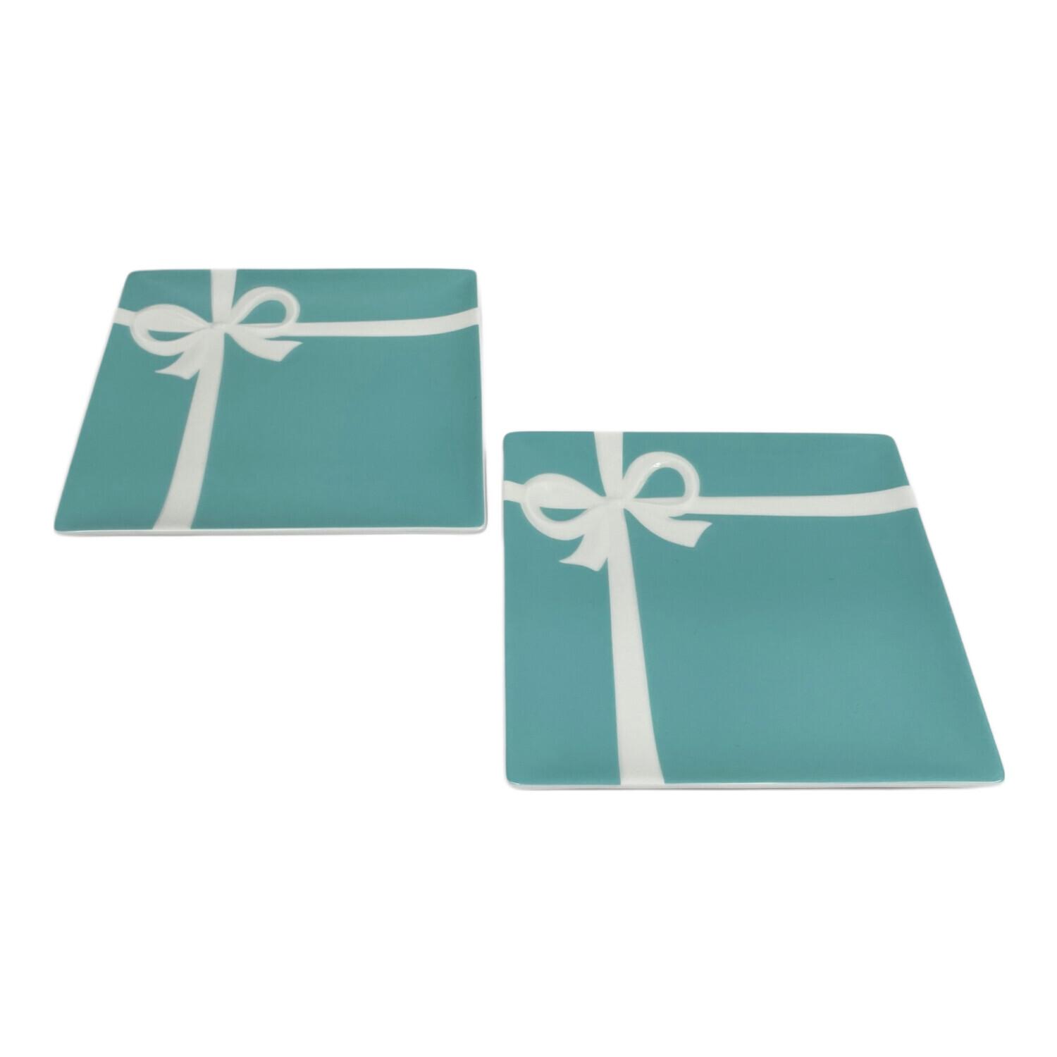 ✴︎新品未使用✴︎Tiffany ブルーボウデザートプレート 2枚　ティファニー TIFFANY & Co. (ティファニー) デザートプレート ブルーボウ 2P