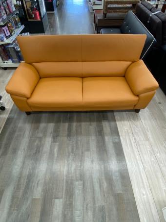 3人掛けソファー オレンジ 合皮