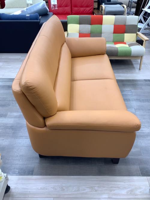 3人掛けソファー オレンジ 合皮