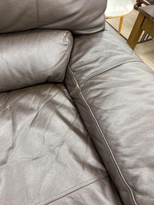 2.5人掛けソファー ブラウン 半革