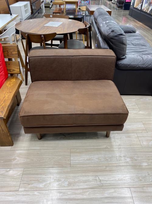 アームレス2人掛けソファー ブラウン