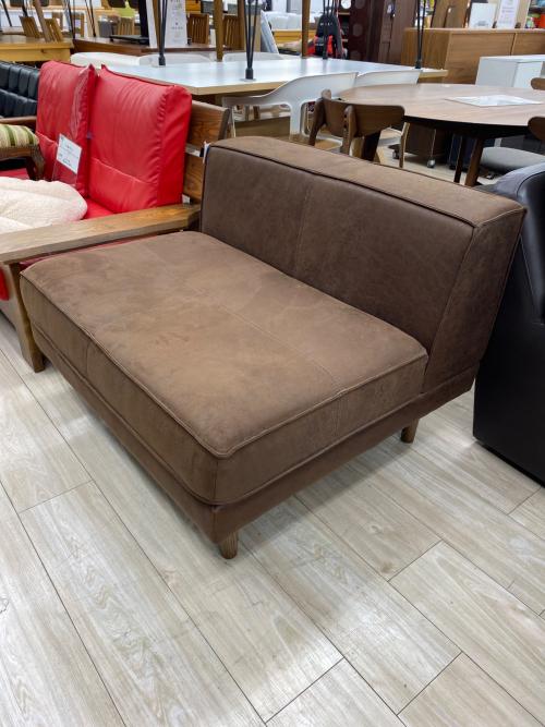 アームレス2人掛けソファー ブラウン