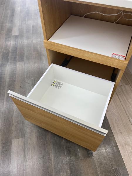 ニトリのキッチンカウンター　レンジ台付（ナチュラル）です。【トレファク東大阪店】 ニトリ キッチンカウンター ホワイト×ナチュラル リガーレ｜トレファク