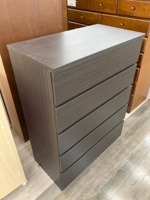 ニトリ 5段チェスト ハイチェスト フォウ80 DBR ブラウン