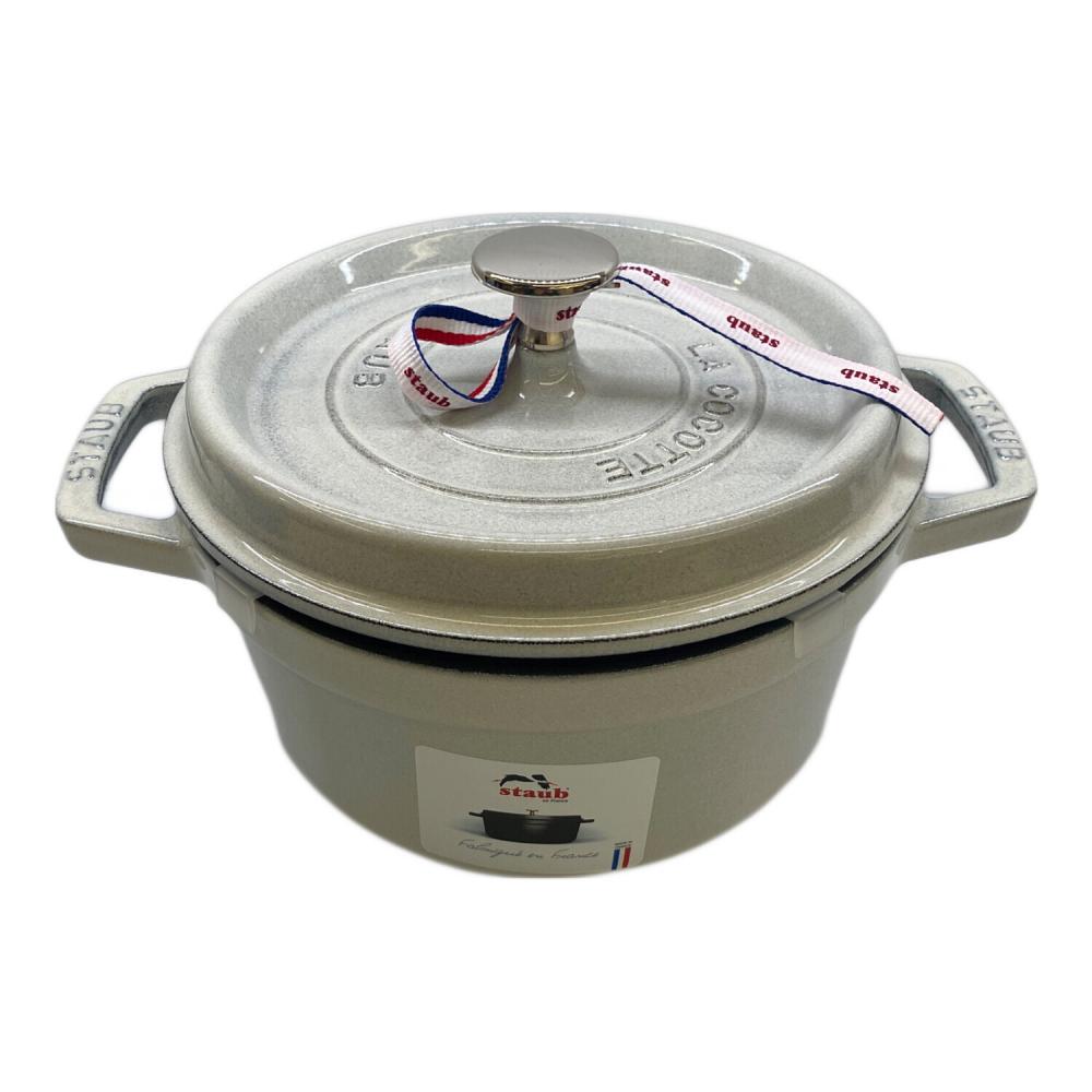 STAUB ストウブ 20cm 白　中古品 Staub (ストウブ) ホーロー鍋 20cm アイボリー ピコココット ラウンド