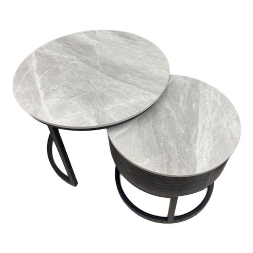 ネストテーブル 大理石調 167 グレー×ブラック