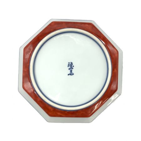 源右衛門窯 (ゲンエモンガマ) 八角鉢 赤濃牡丹紋