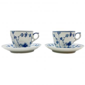 ROYAL COPENHAGEN (ロイヤル・コペンハーゲン) ブルーフルーテッド・プレイン カップ&ソーサー 2Pセット