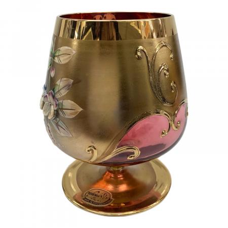 BOHEMIA 年代物 ボヘミア 金彩 手書彩色 ターコイズブルー ハイエナメル BOHEMIA GLASS (ボヘミア グラス) グラス レッド 金彩 変色有