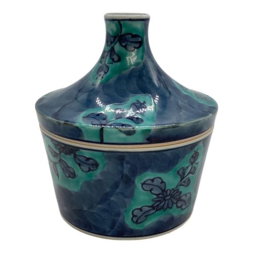 源右衛門窯 (ゲンエモンガマ) 蓋物 青彩菊絵