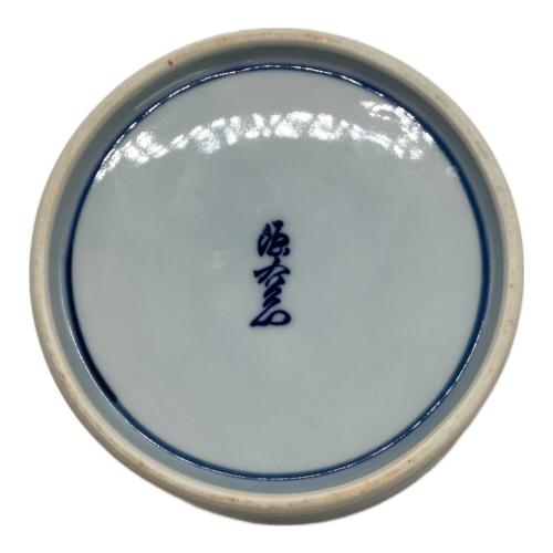 源右衛門窯 (ゲンエモンガマ) 蓋物 青彩菊絵