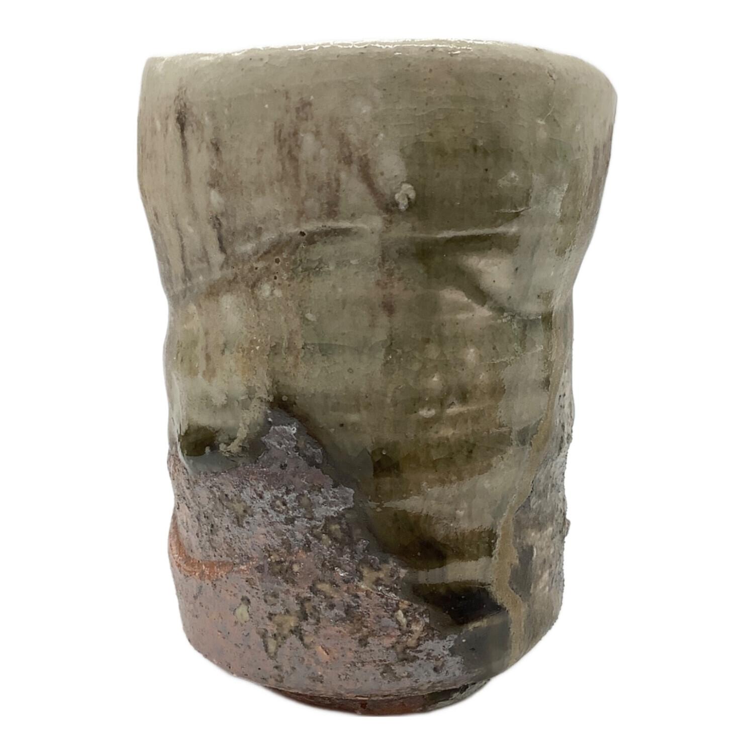 1080★新学【師＆父：新歓嗣】伊賀鎬湯のみC★ビードロ★共箱・共布 1080☆新学【師＆父：新歓嗣】伊賀鎬湯のみC☆ビードロ