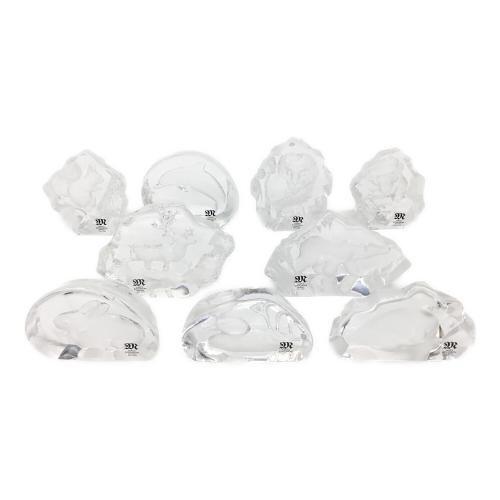 MINIATURE COLLECTION クリスタルレリーフ MATS JONASSON(マッツ・ジョナサン)作 9個セット