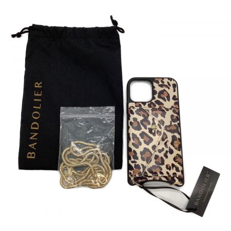 BANDOLIER (バンドリーヤ) スマホケース iPhone12/12Pro用 レオパード ヒョウ柄 チェーン・保存袋付
