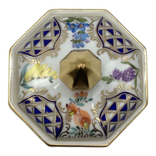 Herend (ヘレンド) シュガーポット Mosaiques triangulaires et fleurs des champs 本体のみ ブルーダイヤモンド MTFC