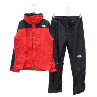 THE NORTH FACE (ザ ノース フェイス) レインスーツセットアップ Sサイズ レッド×ブラック RAINTEX Plasma NP11700