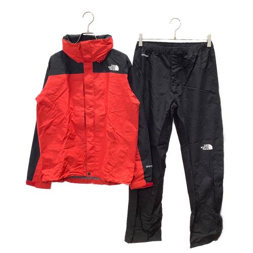 THE NORTH FACE (ザ ノース フェイス) レインスーツセットアップ Sサイズ レッド×ブラック RAINTEX Plasma NP11700