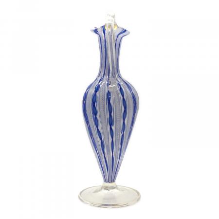 Murano ムラノ 金彩 蓋付き 水色 レース 水差し ピッチャー レースグラスフラワーベース 水差し型 MURANO GLASS(ムラーノグラス