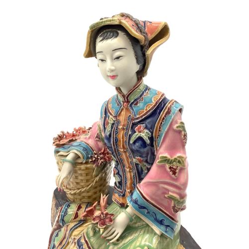 林乃河 中国 石湾陶器 婦人人形 美人像