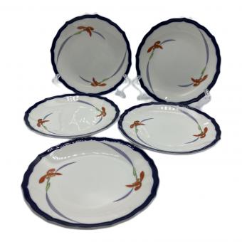 香蘭社 (コウランシャ) 中皿揃え ホワイト×ネイビー/▲ 5Pセット