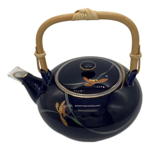 香蘭社 (コウランシャ) 蓋付茶器揃え ネイビー×ゴールド/▲